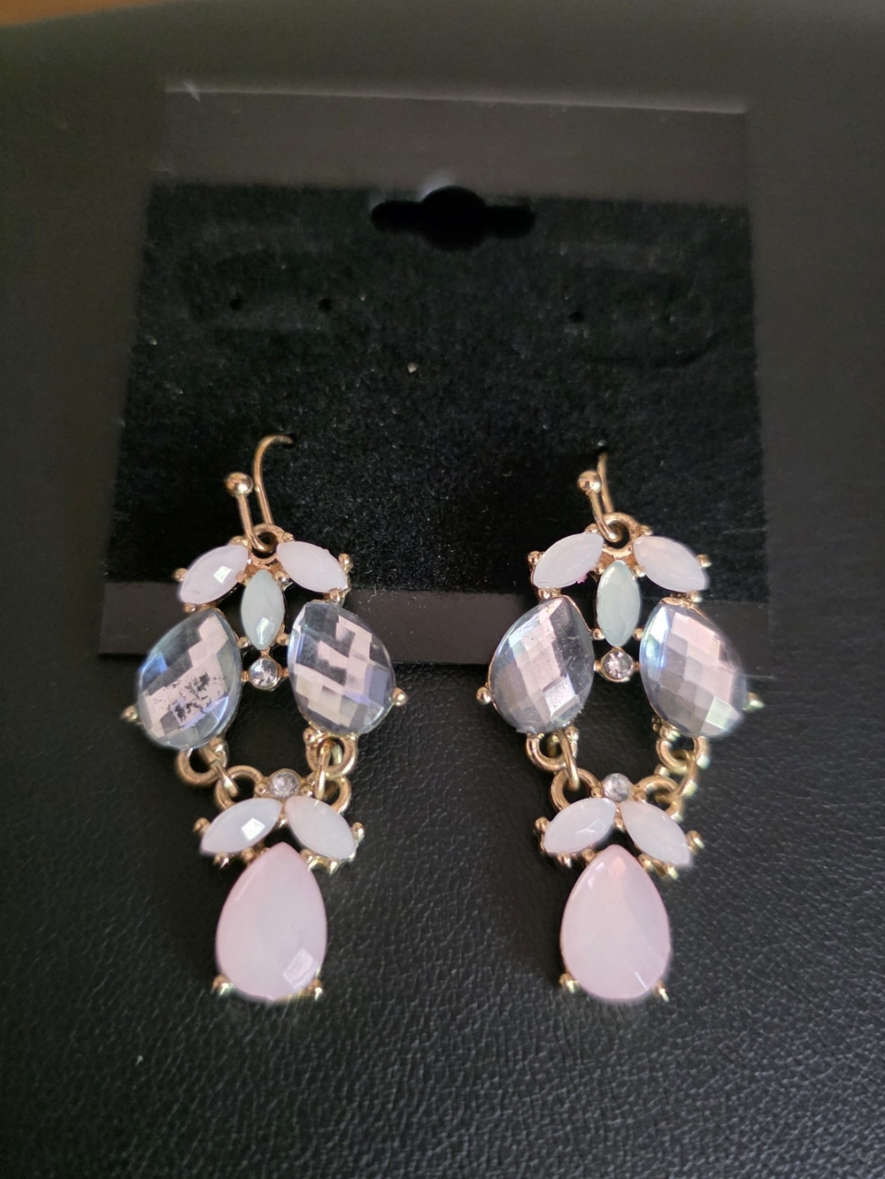 Delicate Pink Crystal Teardrop Dangle Earrings - Women Jewelry
